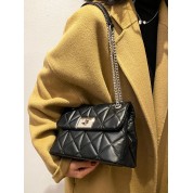 Black Quilted Chain Cross Body Bag