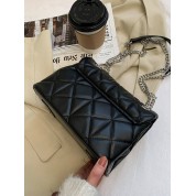 Black Quilted Chain Cross Body Bag