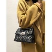 Black Quilted Chain Cross Body Bag