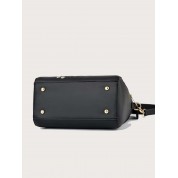 Black Leather Satchel Crossbody Bag