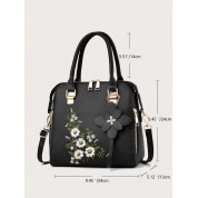 Black Leather Satchel Crossbody Bag