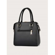 Black Leather Satchel Crossbody Bag