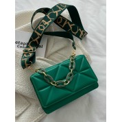 Green Leather Satchel Drawstring Bag