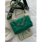 Green Leather Satchel Drawstring Bag