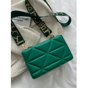 Green Leather Satchel Drawstring Bag