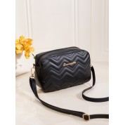 Black Leather Quilted Shoulder Bag