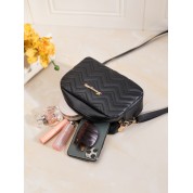 Black Leather Quilted Shoulder Bag