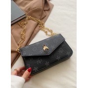 Black And Gold Chain Shoulder Bag