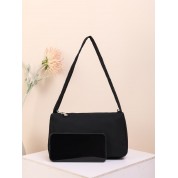 Black Canvas Crossbody Mini Tote Bag