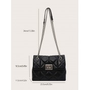 Black Quilted Chain Cross Body Bag