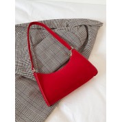 Red Faux Leather Shoulder Bag