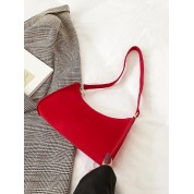 Red Faux Leather Shoulder Bag