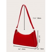 Red Faux Leather Shoulder Bag