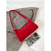 Red Faux Leather Shoulder Bag