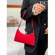 Red Faux Leather Shoulder Bag