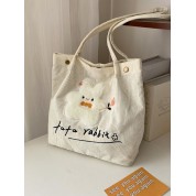 Small White Shopper Bucket Leather Bag