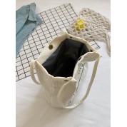 Small White Shopper Bucket Leather Bag