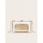 Clear Crossbody Bag With Gold Chain