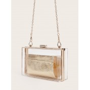 Clear Crossbody Bag With Gold Chain