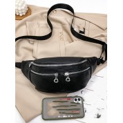 Double Zipper Leather Makeup Bag