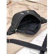 Double Zipper Leather Makeup Bag