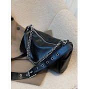 Black Shoulder Bag With Chain Strap