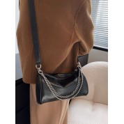 Black Shoulder Bag With Chain Strap