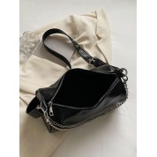 Black Shoulder Bag With Chain Strap