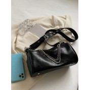 Black Shoulder Bag With Chain Strap