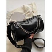 Black Shoulder Bag With Chain Strap