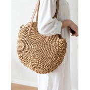 Circle Handle Straw Day Bag