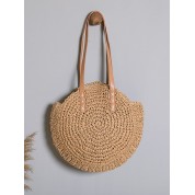 Circle Handle Straw Day Bag