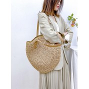 Circle Handle Straw Day Bag