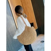 Circle Handle Straw Day Bag