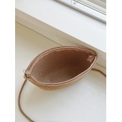 Circle Handle Straw Bucket Bag