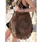 Navy Blue Straw Beach Bag