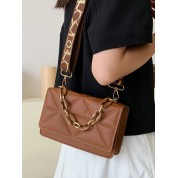 Quilted Leather Crossbody Bag With Chain