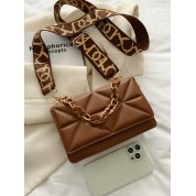 Quilted Leather Crossbody Bag With Chain