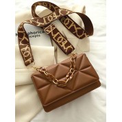 Quilted Leather Crossbody Bag With Chain