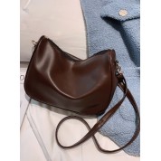 Brown Leather Bucket Tote Bag