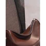 Brown Leather Bucket Tote Bag