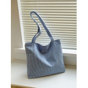 Blue Leather Shopper Tote Bag