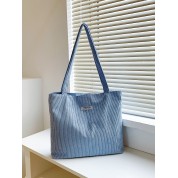 Blue Leather Shopper Tote Bag