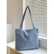 Blue Leather Shopper Tote Bag