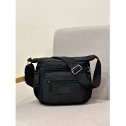 Plain Black Leather Crossbody Bag