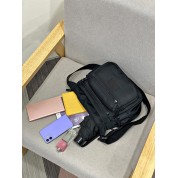 Plain Black Leather Crossbody Bag