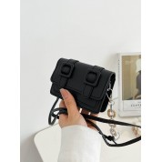 Black Leather Crossbody Flap Bag