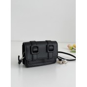 Black Leather Crossbody Flap Bag