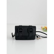 Black Leather Crossbody Flap Bag