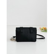 Black Leather Crossbody Flap Bag